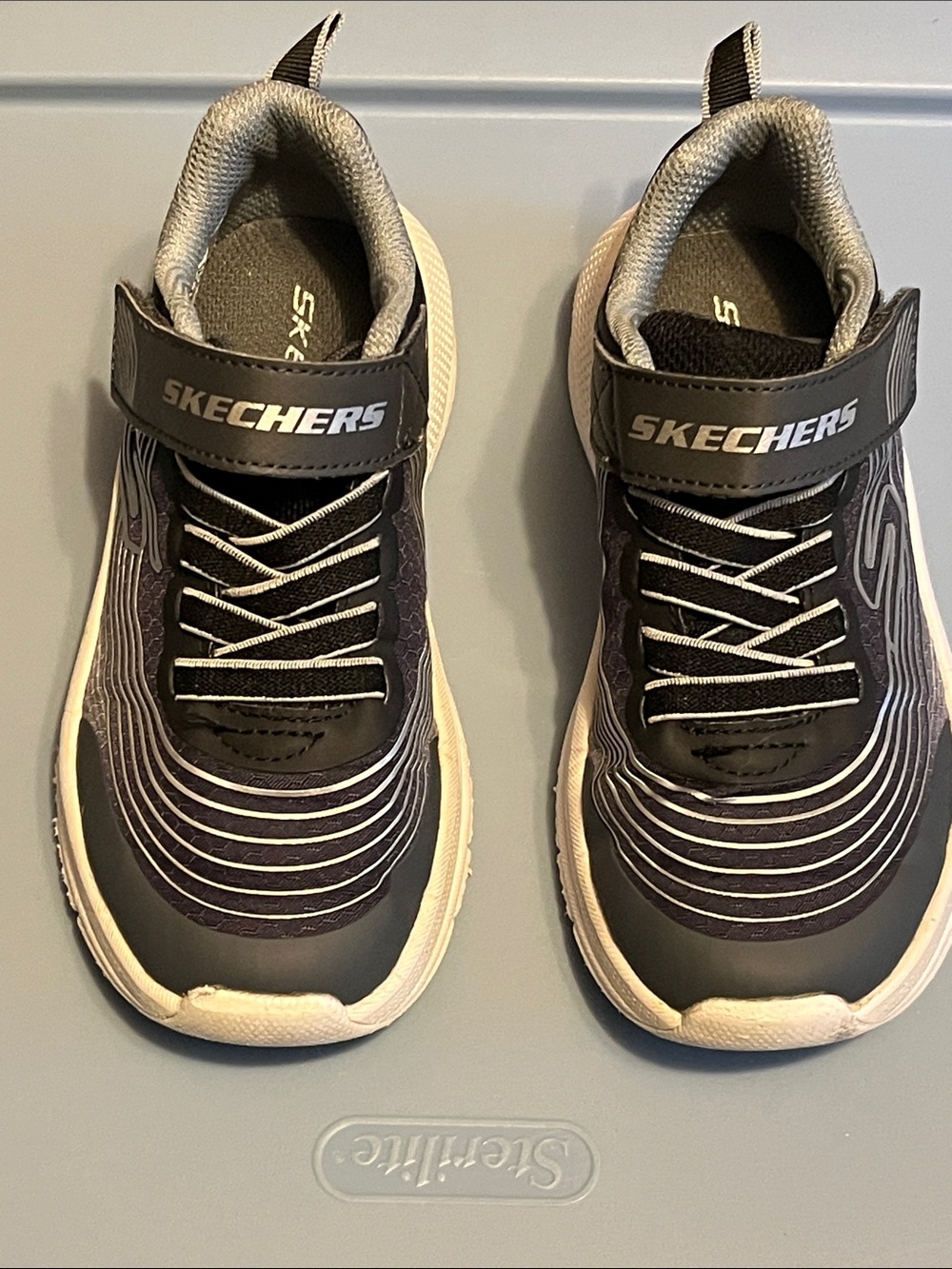 Skechers Kids Grey & White Lightweight Hook-and-Loop Sneakers